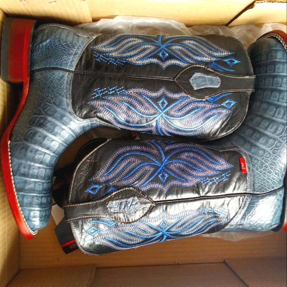Men's Blue Crocodile Belly Cowboy Boots